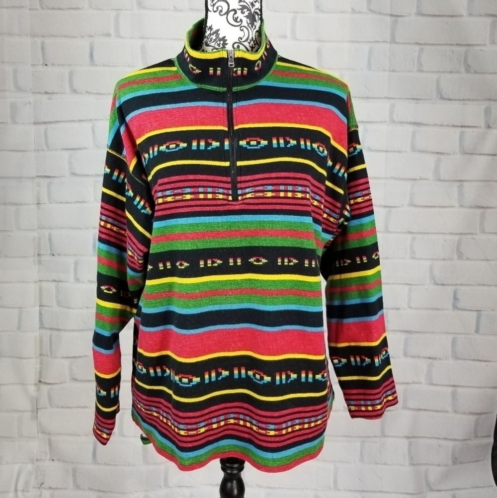 Chaps popover long sleeve sz 2x geo print top